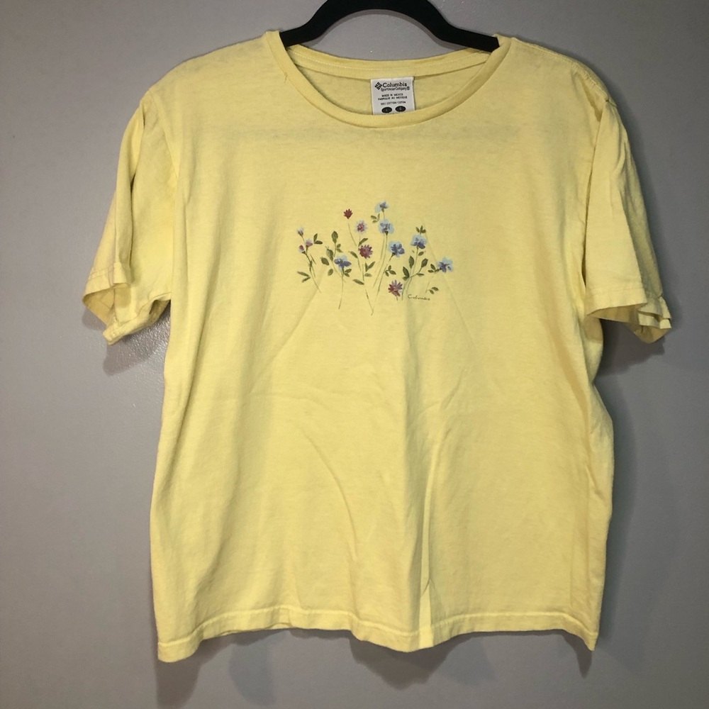 Columbia Pale Yellow Floral Graphic Tee T-shirt
